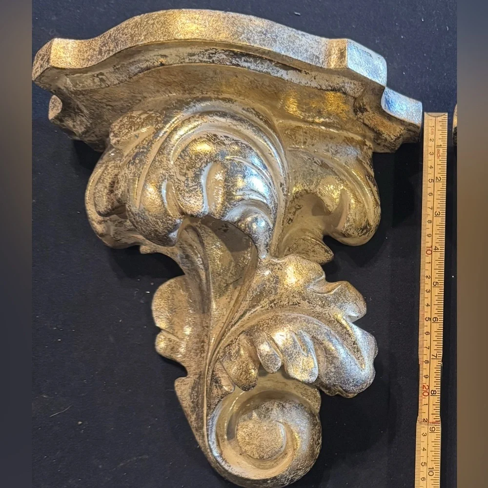 Pair of Elegant Gold and Silver Finish Wall Corbels
